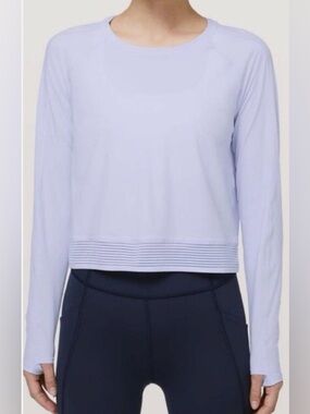 Lululemon Stripe in Stride Cropped Long Sleeve - Serene Blue